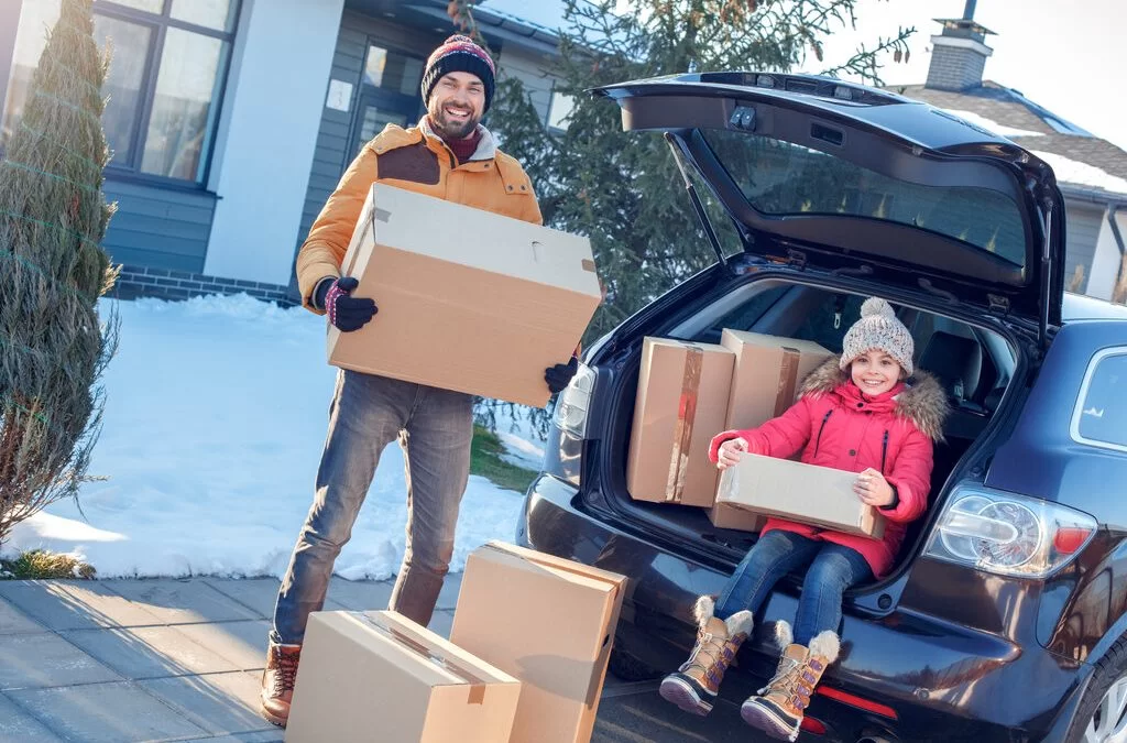 family with boxes